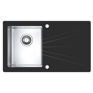 Spüle / 1 Behälter / aus Edelstahl / Abtropfflächen