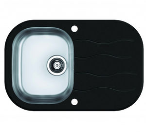 Spüle / 1 Behälter / aus Edelstahl / oval / Abtropfflächen