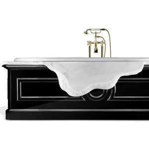 freistehende Badewanne / aus Naturstein / aus Marmor / Holz