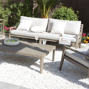 modernes Sofa / für den Garten / aus Teakholz / Stoff