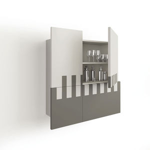 wandmontiertes Sideboard / modern / aus Eiche / lackiertes MDF