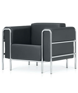 moderner Besuchersessel / aus Chrom / Leder
