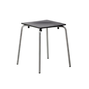 moderner Hocker / aus Sperrholz / verchromtes Metall / Objektmöbel