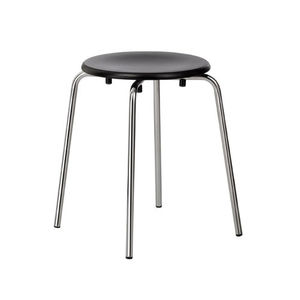 moderner Hocker / aus Sperrholz / verchromtes Metall / Objektmöbel
