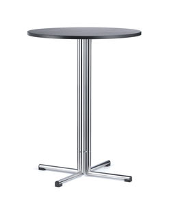 moderner Bistrotisch / aus Buche / verchromtes Metall / rund