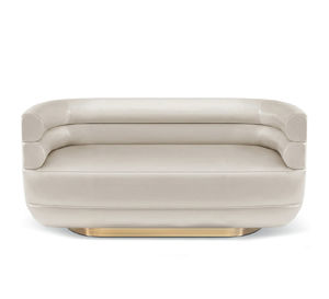modernes Sofa / Leder / poliertes Messing / Samt
