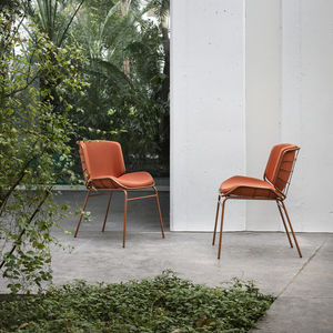 Esszimmerstuhl / originelles Design / Polster / Metall / Leder