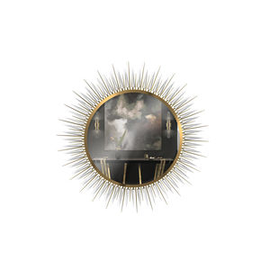 wandmontierter Spiegel / modern / rund / Messing