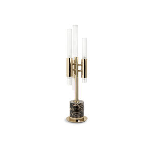 Tischlampe / modern / Messing mit Goldauflage / aus Kristall