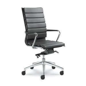 moderner Chefsessel / Leder / Stoff / poliertes Aluminium
