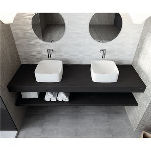 Wand-Waschbecken / quadratisch / Verbundwerkstoff / modern