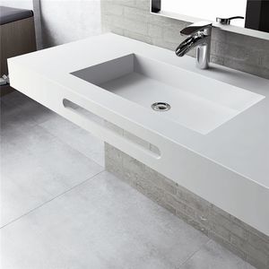 Einbauwaschbecken / rechteckig / Mineralwerkstoff / modern