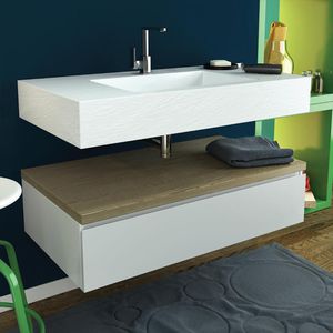 moderner Badezimmer-Schrank / Holz / wandmontiert / mit Schublade