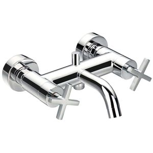 Mischbatterie für Duschen / für Badewanne / wandmontiert / aus verchromtem Messing