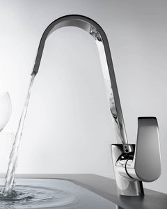 Einhebelmischer aus verchromtem Messing / Küchen / 1-Loch / Wasserfall