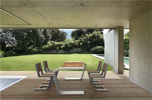 moderner Stuhl / mit Überhang / Holz / Beton