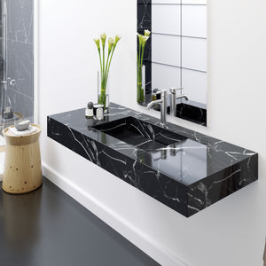 Wand-Waschbecken / rechteckig / aus Marmor / modern