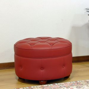 Chesterfield-Fußschemel / Leder / Stoff / Innenraum