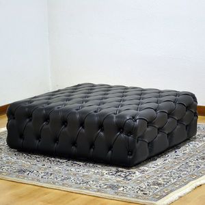 Chesterfield-Fußschemel / Leder / Stoff / Innenraum