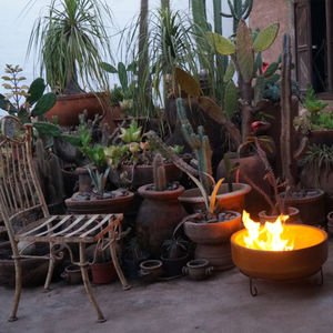 Garten-Feuerkorb / Holz / mit Grill