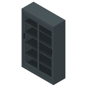 hoher Aktenschrank / Holz / Schiebetüren / modern