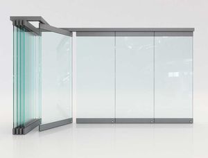 Falttrennwand / Aluminium / Glas / zur beruflichen Nutzung