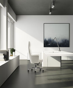 moderner Chefsessel / Leder / Kunstleder / mit Rollen