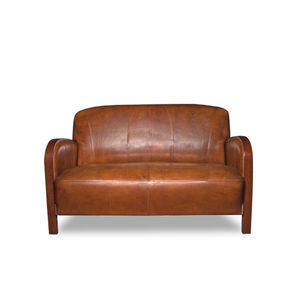 Sofa / Art Deco / Leder / aus Eiche / Contract