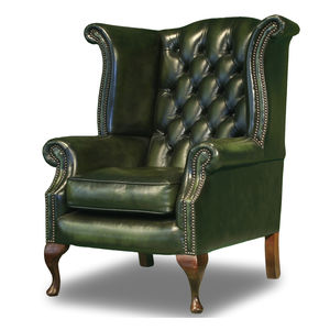 Chesterfield-Sessel / Leder / Holz / Ohren