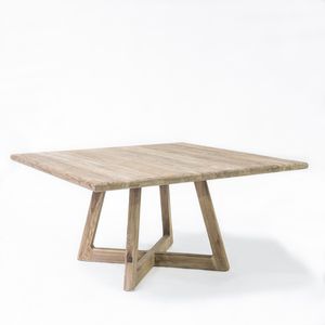 moderner Esstisch / aus Teakholz / quadratisch