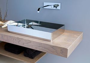 Aufsatzwaschbecken / rechteckig / Edelstahl / modern