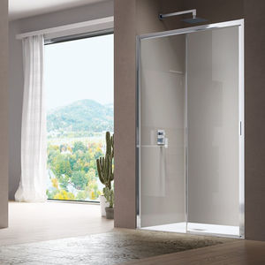 Schiebeduschwand / für Eckeinbau / für Nischen / Glas