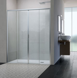 Schiebeduschwand / für Eckeinbau / für Nischen / Glas
