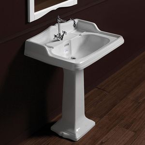 Freistehend-Waschbecken / rechteckig / Keramik / modern