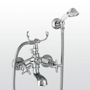 Mischbatterie für Badewanne / für Duschen / Wandmontage / verchromtes Metall