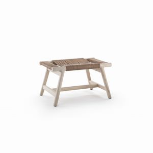 moderner Beistelltisch / Leder / Massivholz / rechteckig