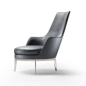 moderner Sessel / Stoff / Leder / drehbar
