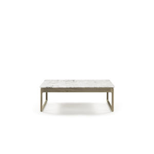 moderner Couchtisch / aus Marmor / Massivholz / rechteckig