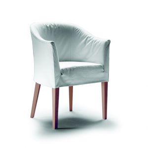 klassischer Sessel / Massivholz / Stoff / Leder