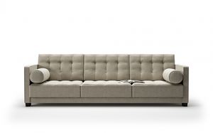 modernes Sofa / Leder / Stoff / 3 Plätze