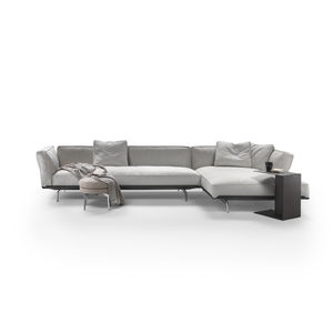 modulierbares Sofa / modern / Stoffbezug / Leder