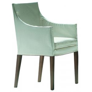 moderner Sessel / Massivholz / Stoff / Leder