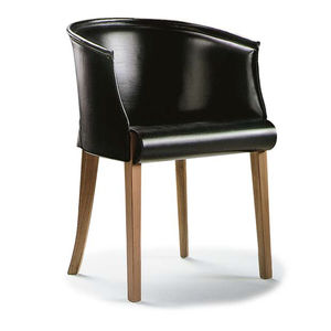 klassischer Sessel / Massivholz / Leder / Bridge