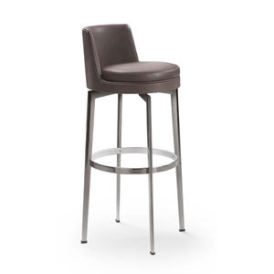 moderner Barhocker / Leder / Metall / Stoff