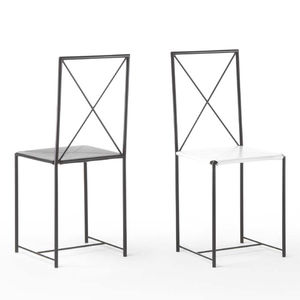 moderner Stuhl / Leder / lackiertes Metall