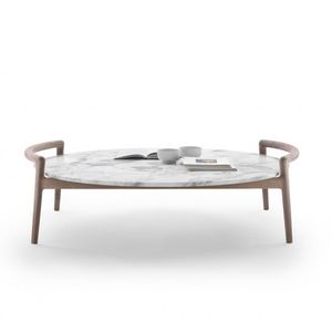 moderner Couchtisch / Holz / aus Marmor / rund