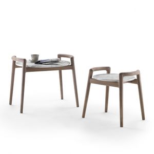 moderner Beistelltisch / Holz / aus Marmor / rund