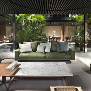modulierbares Sofa / modern / Stoff / Leder