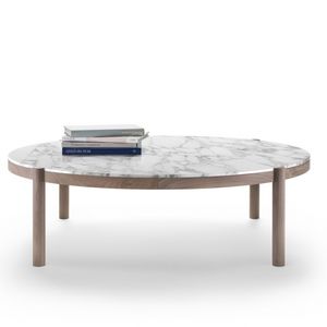 moderner Couchtisch / Holz / aus Marmor / rund