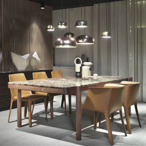 moderner Esstisch / Holz / aus Marmor / rechteckig